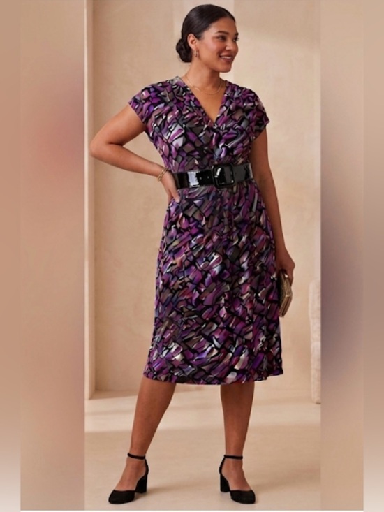 Worthington Dresses & Skirts - Worthington Purple and Black Abstract Dress 1X - Gently Used